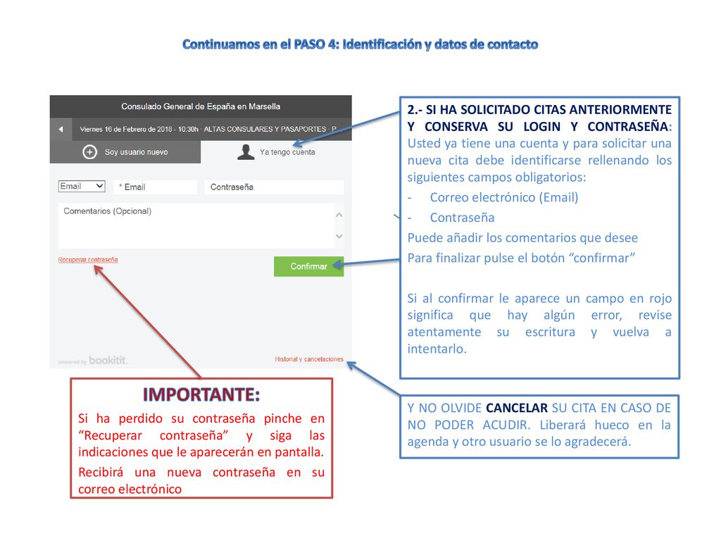 Continuamos en el PASO 4: Identificación y datos de contacto