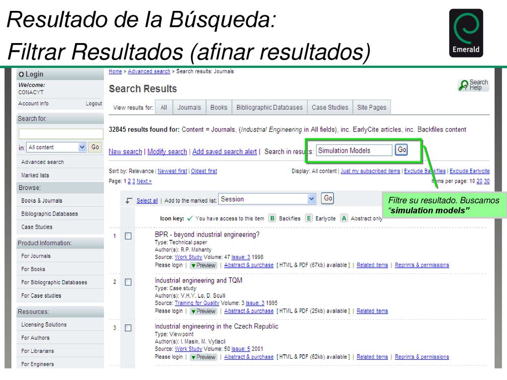 Resultado de la Búsqueda: Filtrar Resultados (afinar resultados)