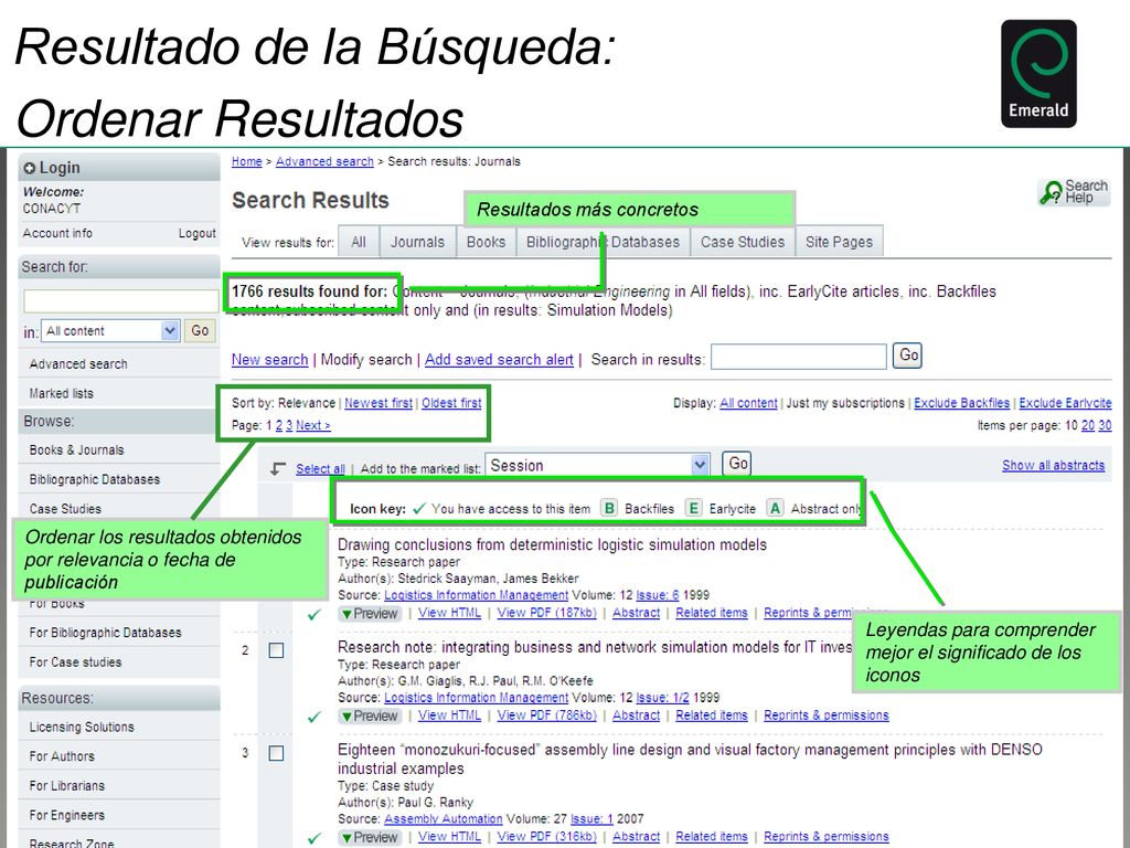 Resultado de la Búsqueda: Ordenar Resultados