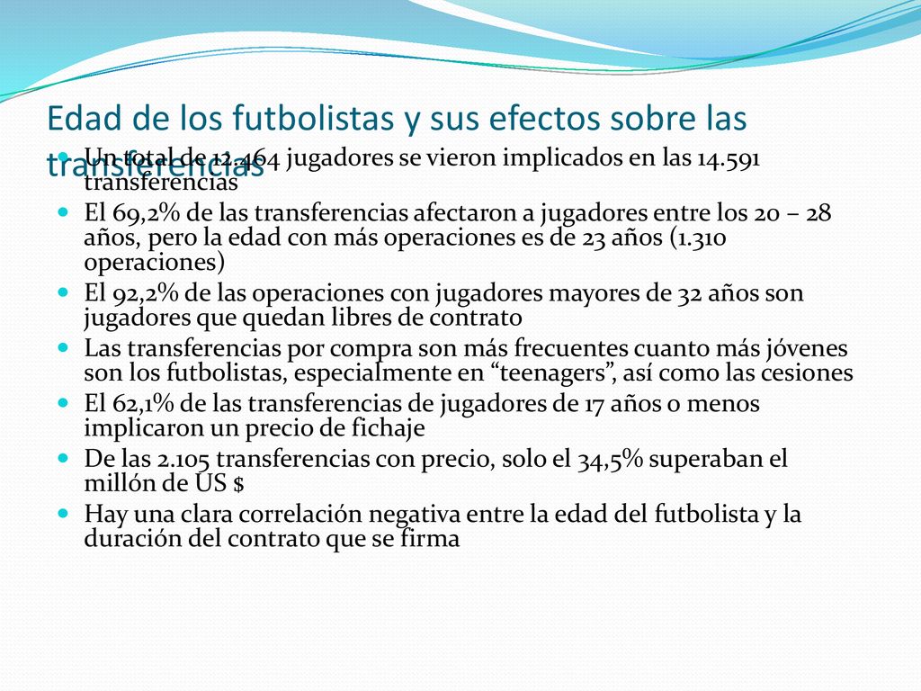 Edad de los futbolistas y sus efectos sobre las transferencias