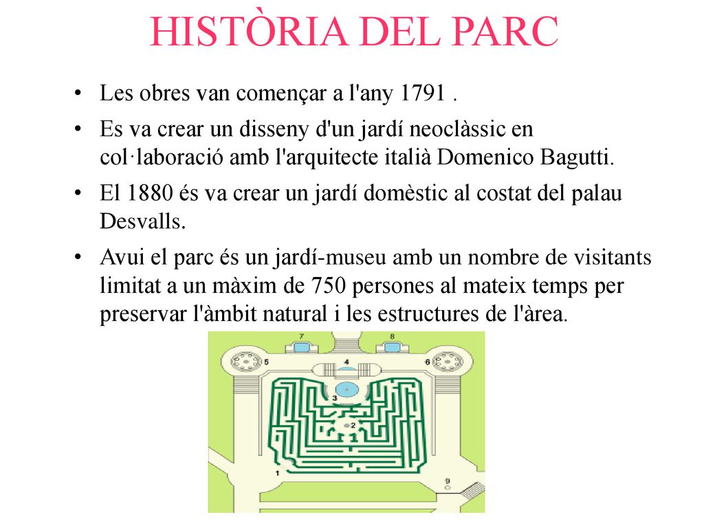 HISTÒRIA DEL PARC Les obres van començar a l any