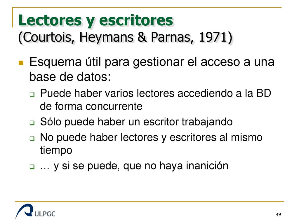 Lectores y escritores (Courtois, Heymans & Parnas, 1971)