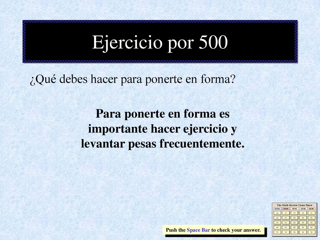 Ejercicio por 500 ¿Qué debes hacer para ponerte en forma