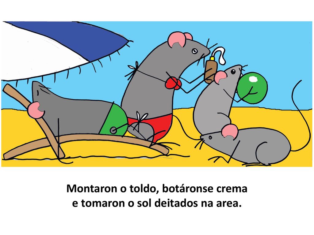 Montaron o toldo, botáronse crema e tomaron o sol deitados na area.