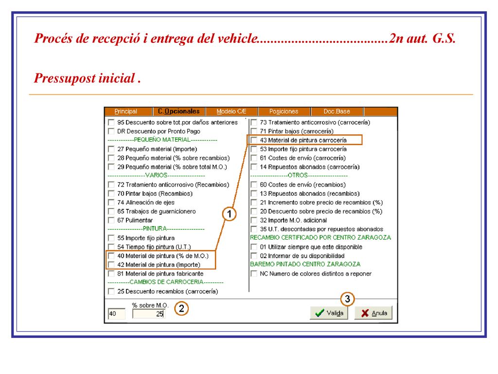 Procés de recepció i entrega del vehicle. 2n aut. G. S