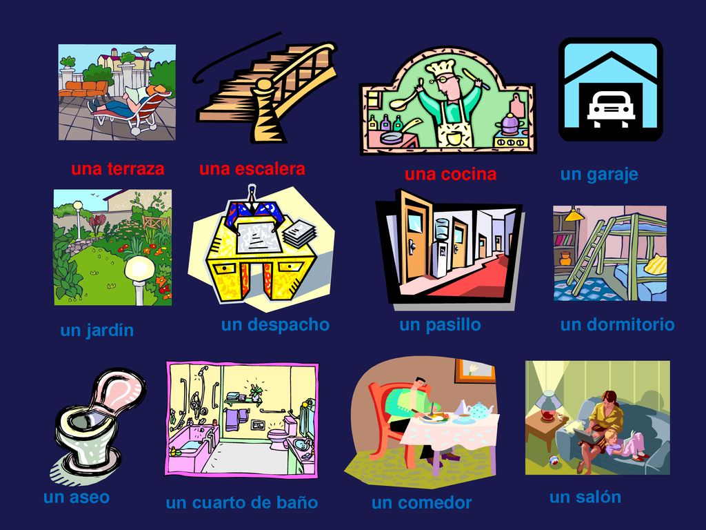 una terraza una escalera. una cocina. un garaje. un despacho. un pasillo. un dormitorio. un jardín.