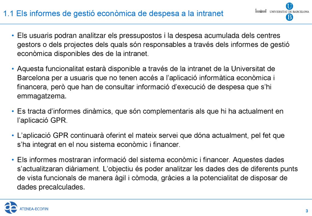 1.1 Els informes de gestió econòmica de despesa a la intranet