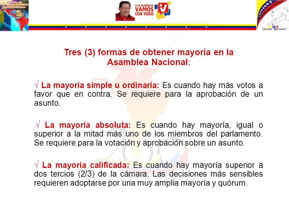Tres (3) formas de obtener mayoría en la