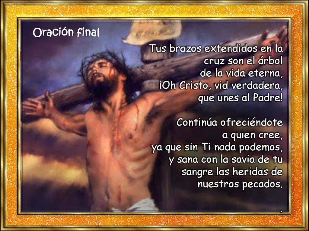 Oración final Tus brazos extendidos en la cruz son el árbol de la vida eterna,