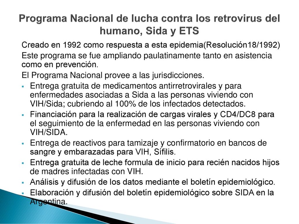 Programa Nacional de lucha contra los retrovirus del humano, Sida y ETS