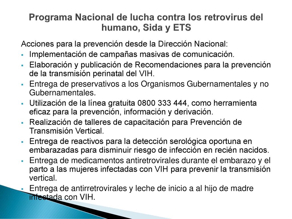 Programa Nacional de lucha contra los retrovirus del humano, Sida y ETS