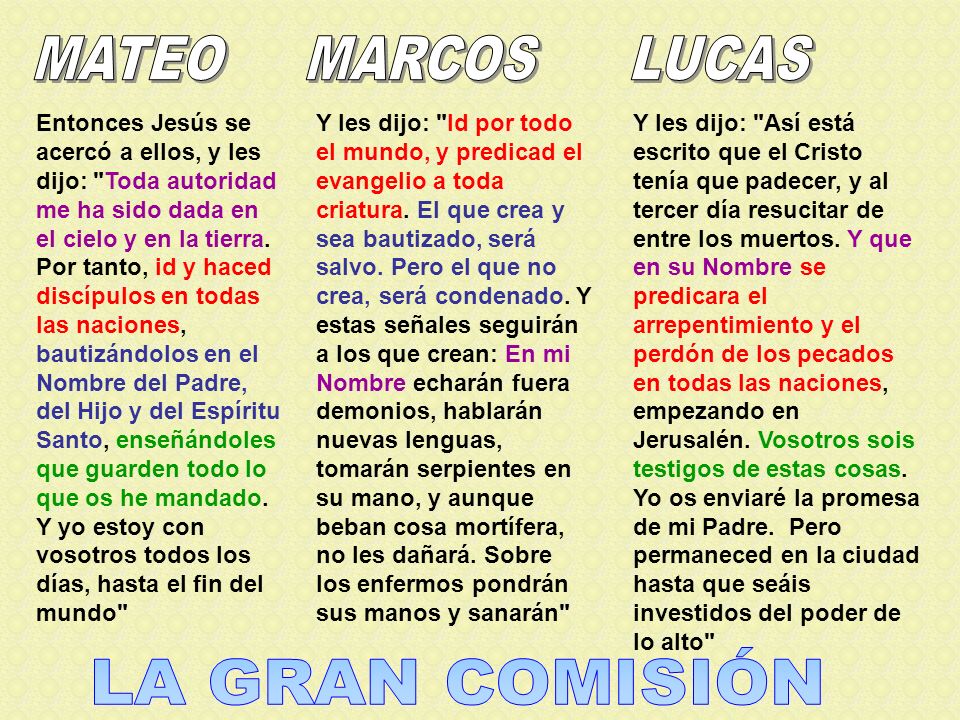MATEO MARCOS LUCAS LA GRAN COMISIÓN