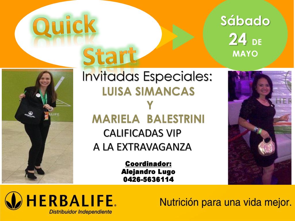 Quick Start Sábado 24 DE MAYO Invitadas Especiales: LUISA SIMANCAS Y