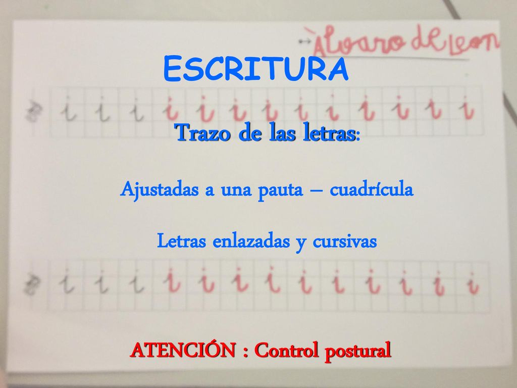 Trazo de las letras: ESCRITURA Ajustadas a una pauta – cuadrícula