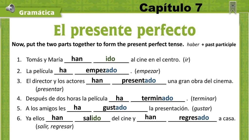 Capítulo 7 han ido ha empezado han presentado ha terminado ha gustado