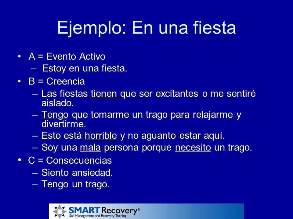 Ejemplo: En una fiesta • C = Consecuencias A = Evento Activo