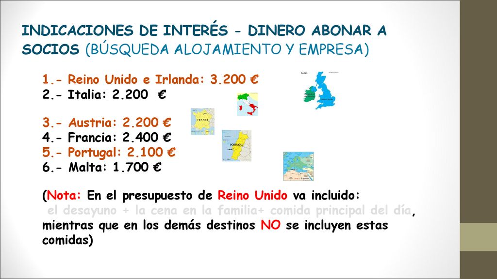 INDICACIONES DE INTERÉS - DINERO ABONAR A SOCIOS (BÚSQUEDA ALOJAMIENTO Y EMPRESA)