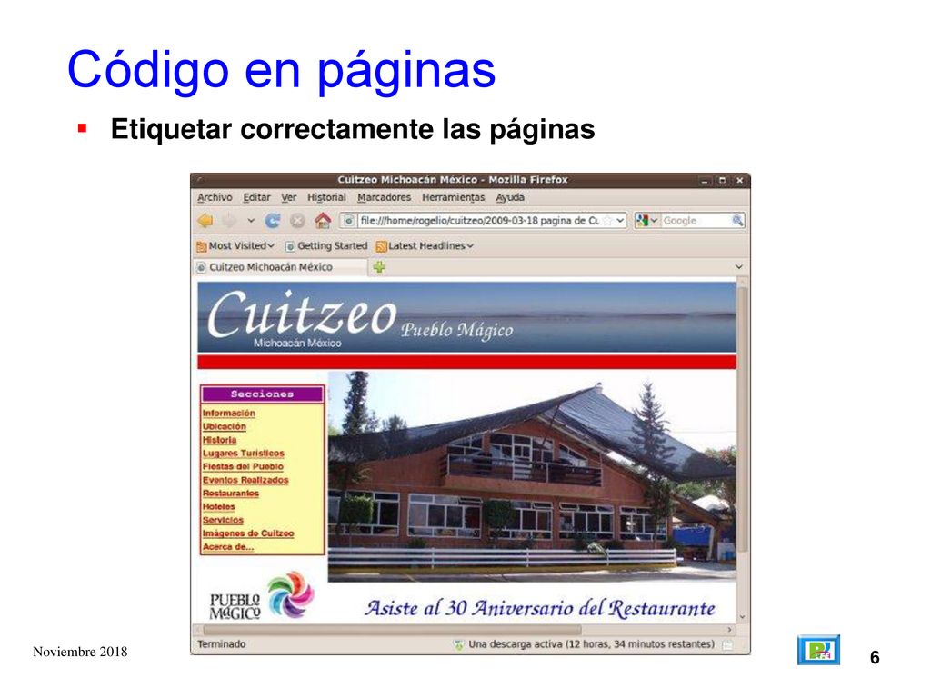 Código en páginas Etiquetar correctamente las páginas Noviembre