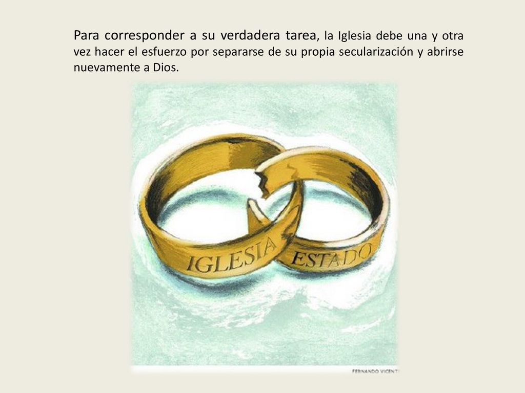 Para corresponder a su verdadera tarea, la Iglesia debe una y otra vez hacer el esfuerzo por separarse de su propia secularización y abrirse nuevamente a Dios.