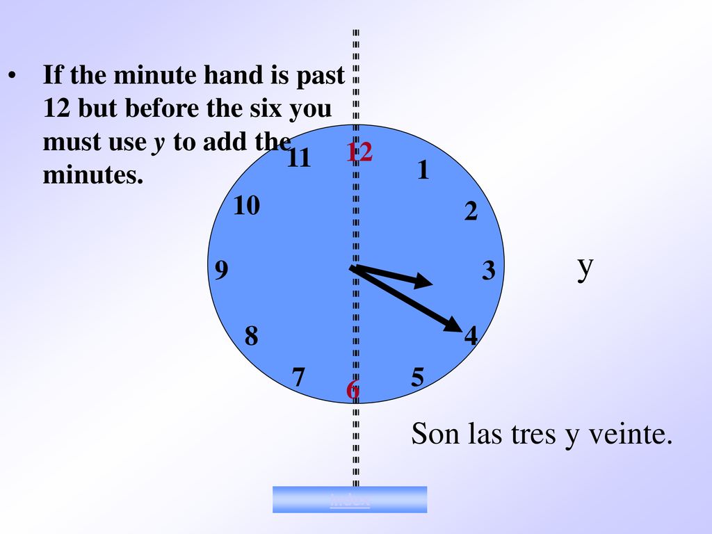 Notes #!2 If the minute hand is past 12 but before the six you must use y to add the minutes