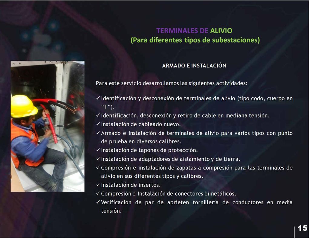 TERMINALES DE ALIVIO (Para diferentes tipos de subestaciones)