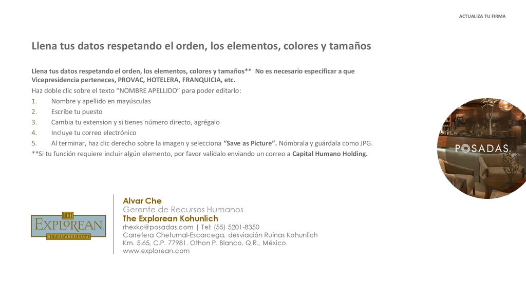 Llena tus datos respetando el orden, los elementos, colores y tamaños