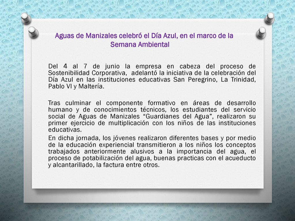 Aguas de Manizales celebró el Día Azul, en el marco de la