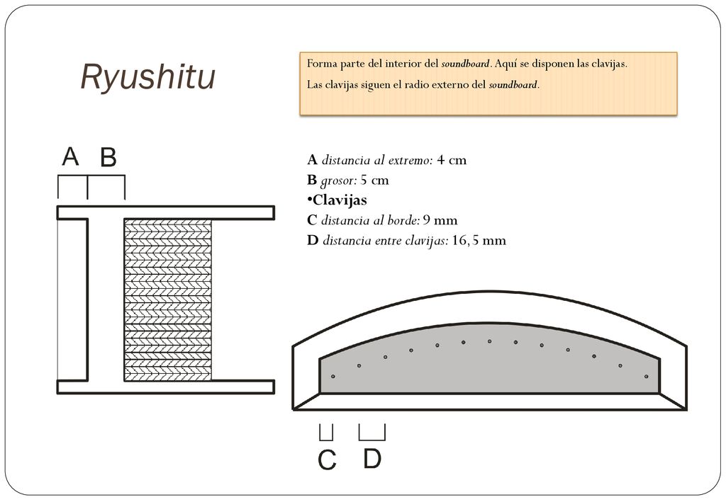 Ryushitu A distancia al extremo: 4 cm B grosor: 5 cm Clavijas