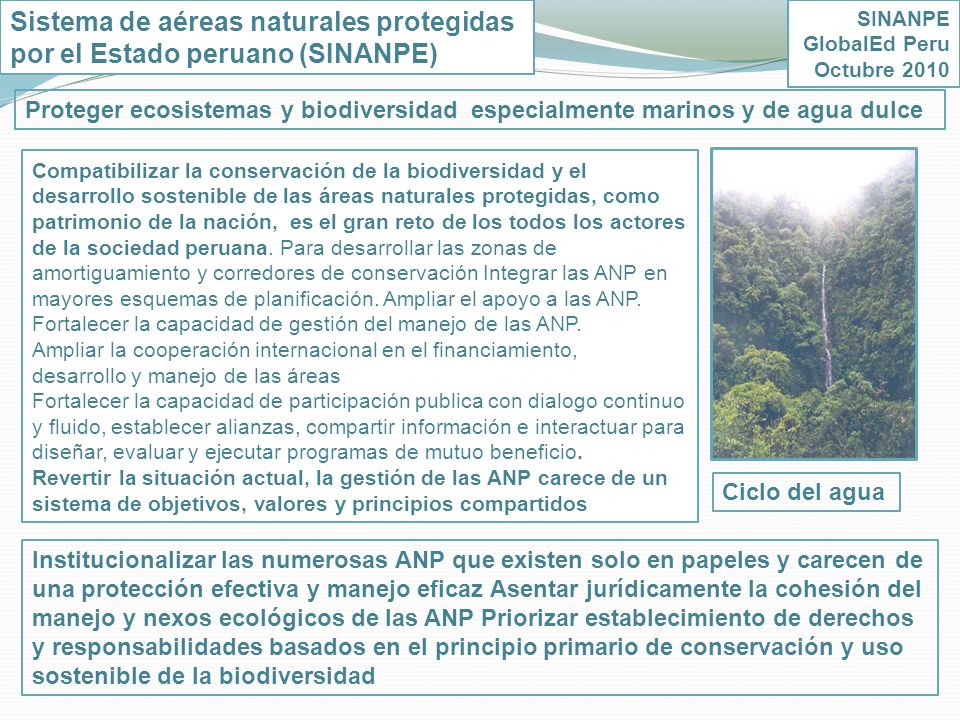 Sistema de aéreas naturales protegidas por el Estado peruano (SINANPE)