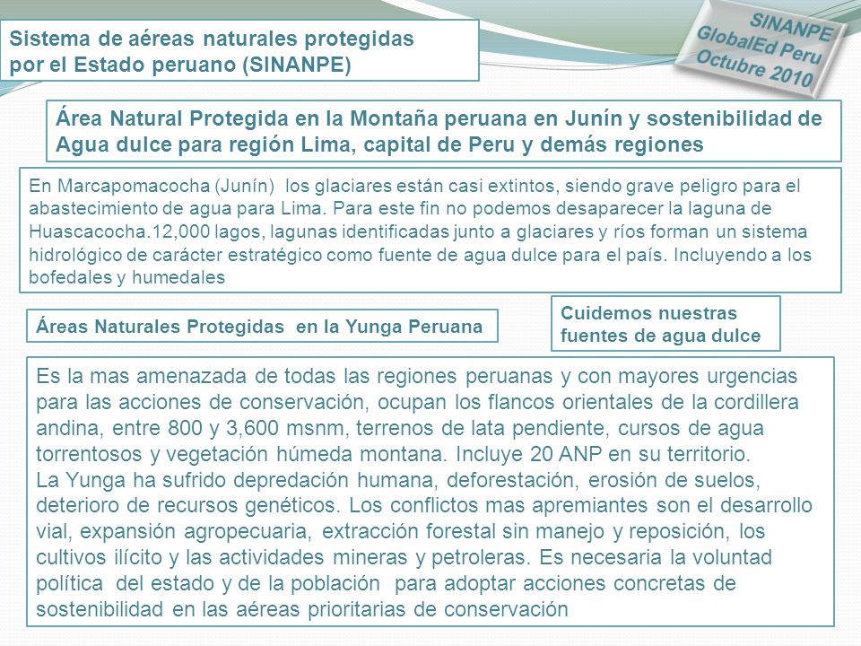 Sistema de aéreas naturales protegidas por el Estado peruano (SINANPE)