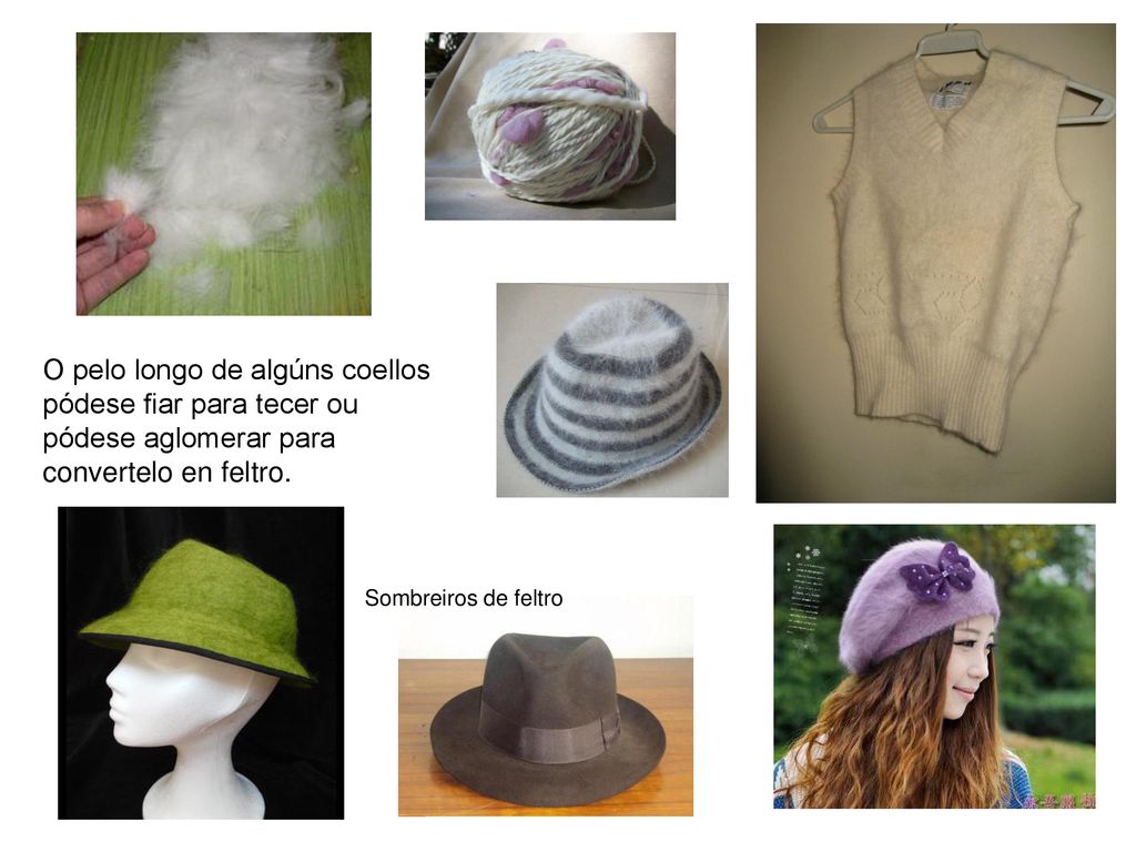 O pelo longo de algúns coellos pódese fiar para tecer ou pódese aglomerar para convertelo en feltro.