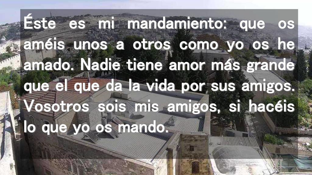 Éste es mi mandamiento: que os améis unos a otros como yo os he amado