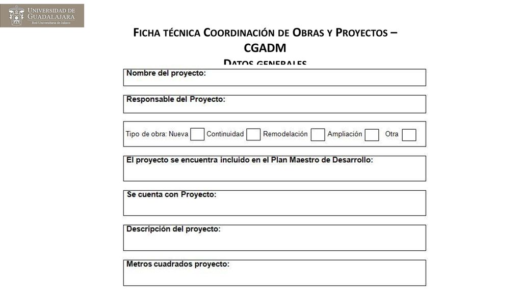 Ficha técnica Coordinación de Obras y Proyectos – CGADM