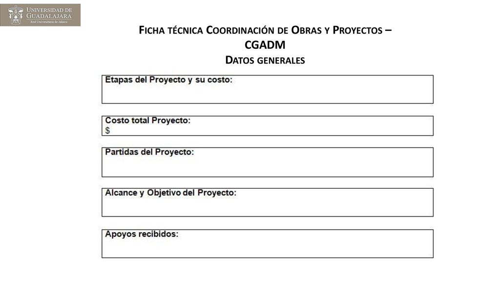 Ficha técnica Coordinación de Obras y Proyectos – CGADM