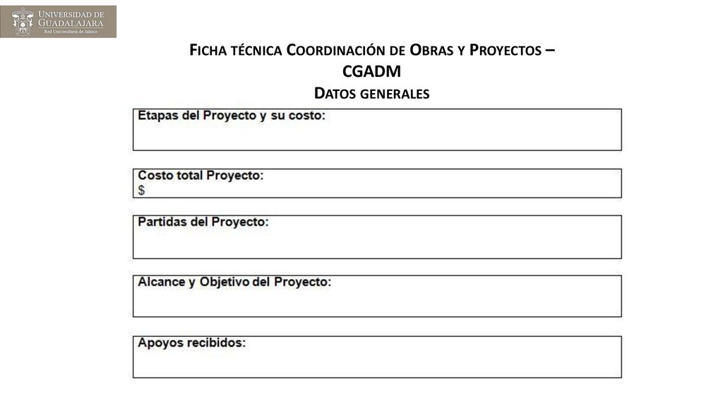 Ficha técnica Coordinación de Obras y Proyectos – CGADM