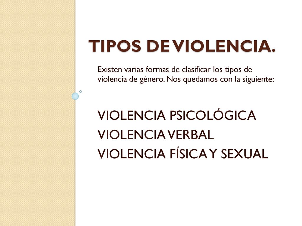 Tipos de violencia. VIOLENCIA PSICOLÓGICA VIOLENCIA VERBAL