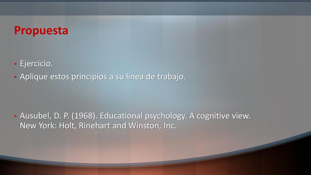 Propuesta Ejercicio. Aplique estos principios a su línea de trabajo.