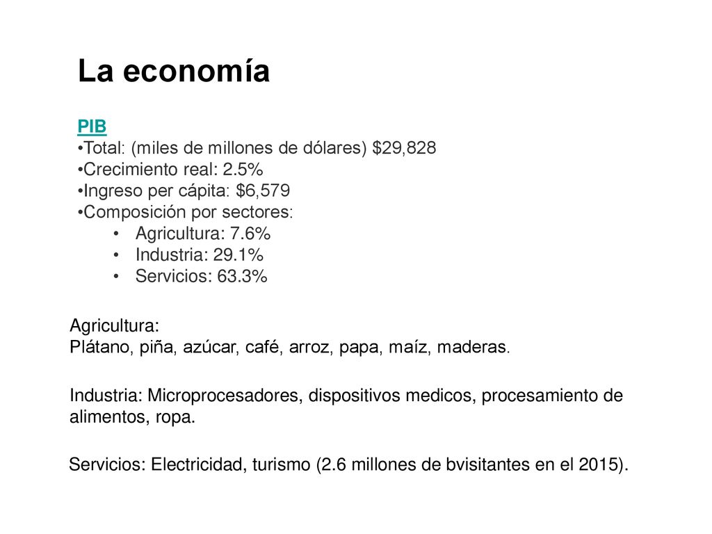 La economía PIB Total: (miles de millones de dólares) $29,828