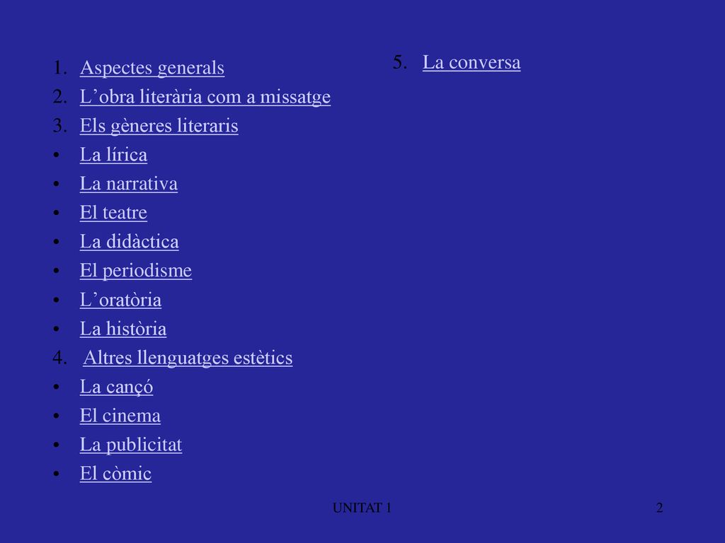 L’obra literària com a missatge Els gèneres literaris La lírica