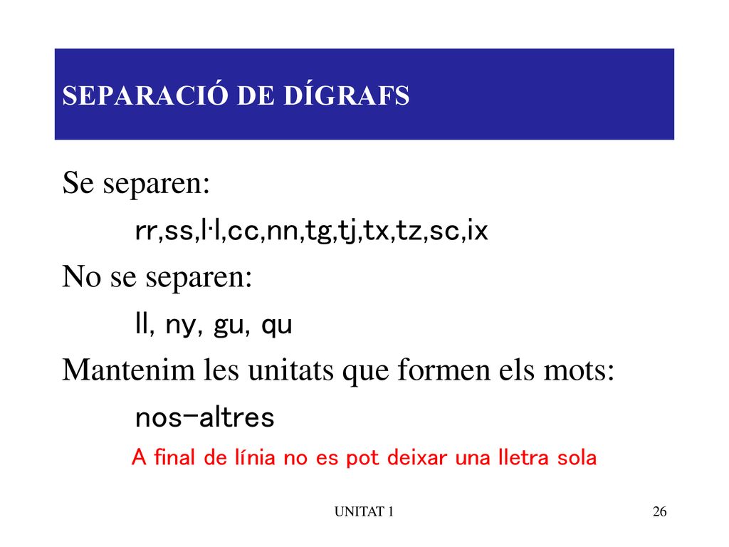 A final de línia no es pot deixar una lletra sola