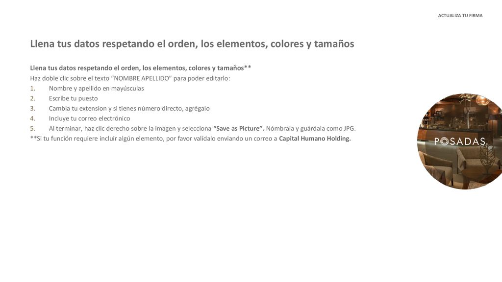 Llena tus datos respetando el orden, los elementos, colores y tamaños