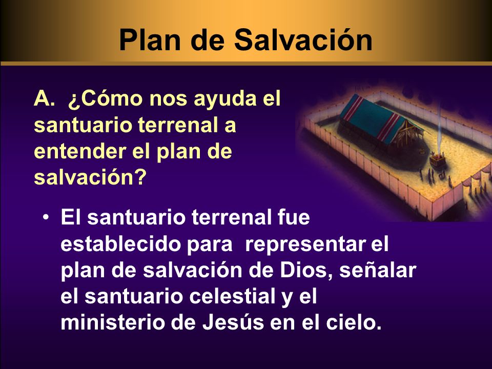 Plan de Salvación A. ¿Cómo nos ayuda el santuario terrenal a entender el plan de salvación