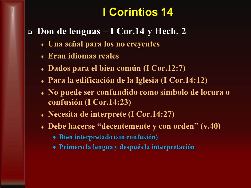 I Corintios 14 Don de lenguas – I Cor.14 y Hech. 2