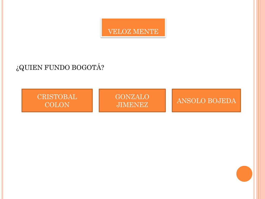 VELOZ MENTE ¿QUIEN FUNDO BOGOTÁ CRISTOBAL COLON GONZALO JIMENEZ ANSOLO BOJEDA
