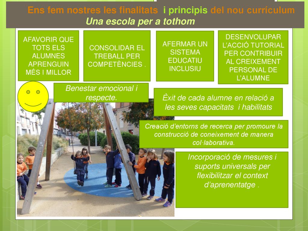 Ens fem nostres les finalitats i principis del nou currículum Una escola per a tothom