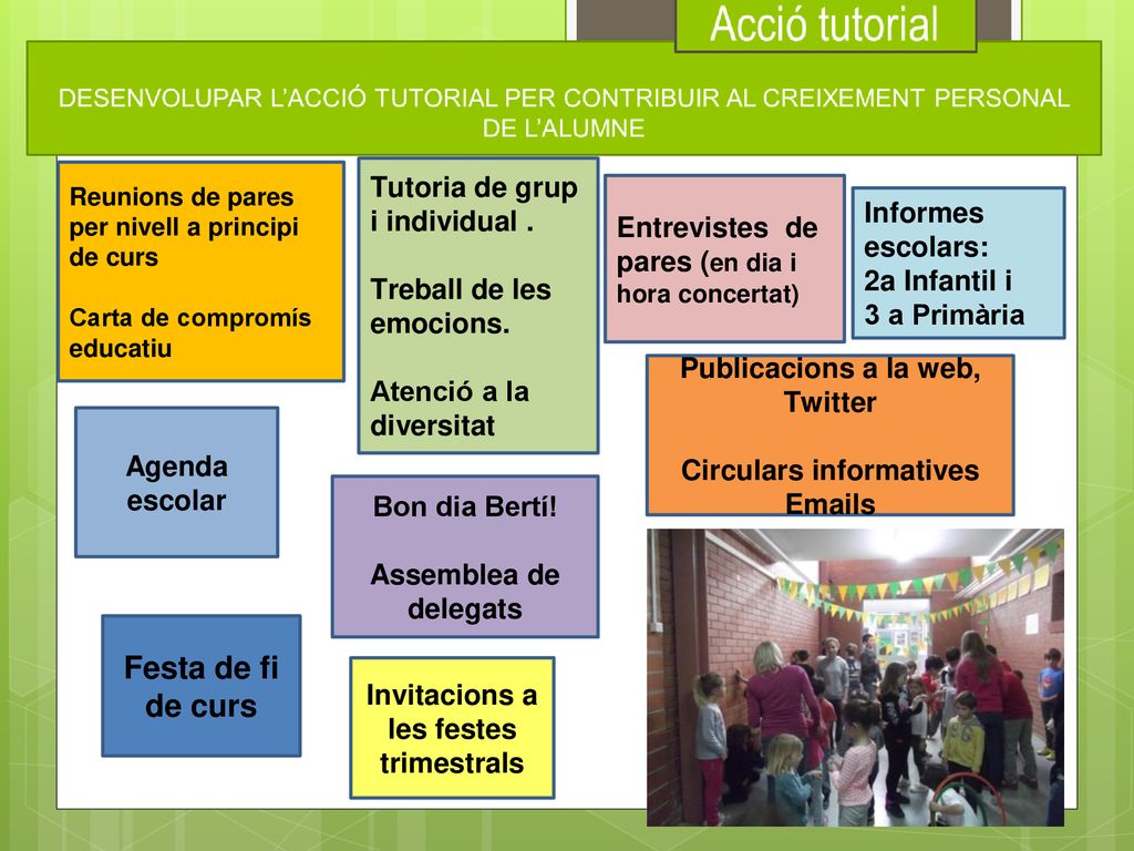 Festa de fi de curs Tutoria de grup i individual .