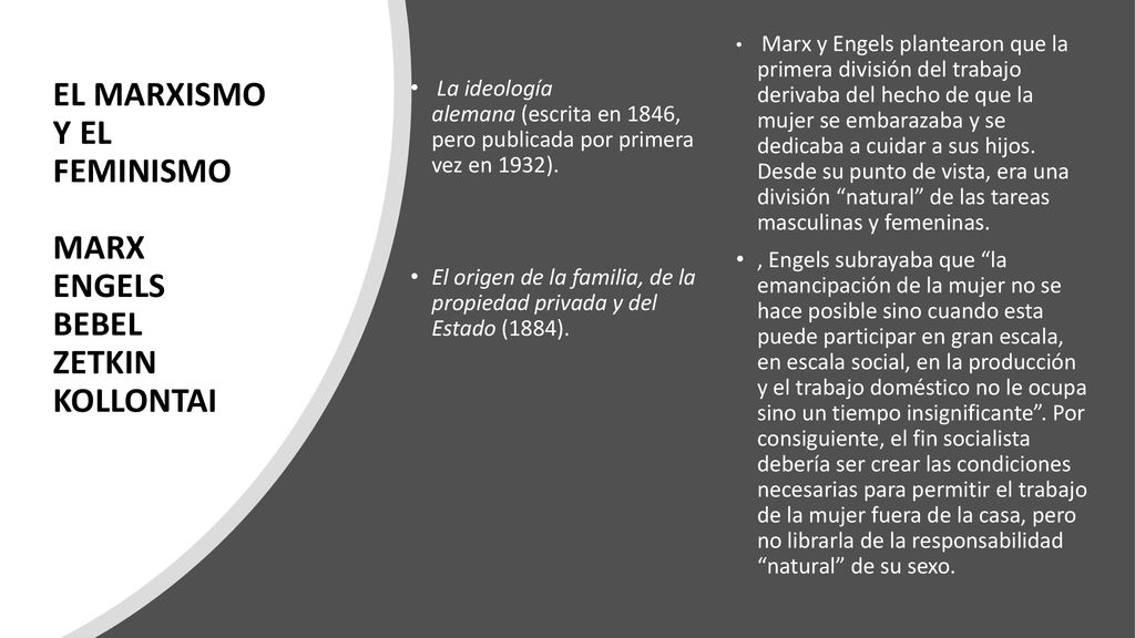 EL MARXISMO Y EL FEMINISMO MARX ENGELS BEBEL ZETKIN KOLLONTAI