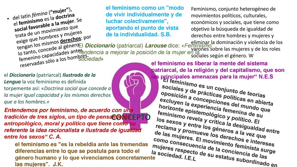 el feminismo como un modo de vivir individualmente y de luchar colectivamente , aportando el punto de vista de la individualidad. S.B.