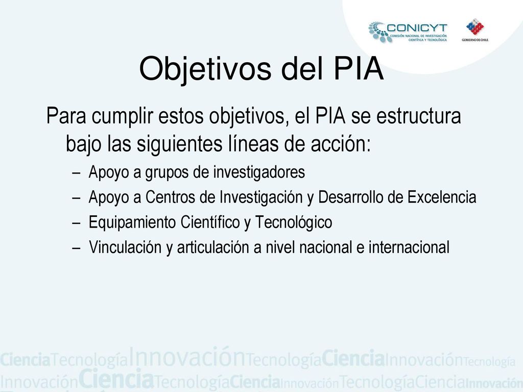Objetivos del PIA Para cumplir estos objetivos, el PIA se estructura bajo las siguientes líneas de acción: