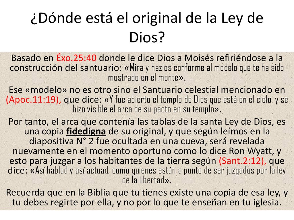 ¿Dónde está el original de la Ley de Dios